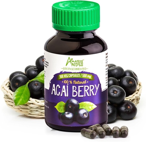 [BRSW2AAHAR6RGALP]   Andes Acai/Açai Berry Capsules (Euterpe oleracea) – Rich Source of antioxidant, Vitamin C & Fibers - Support Immune System - Gluten Free, Non GMO, Vegan & Non-irridated - 100 Veg Pills (500mg)
