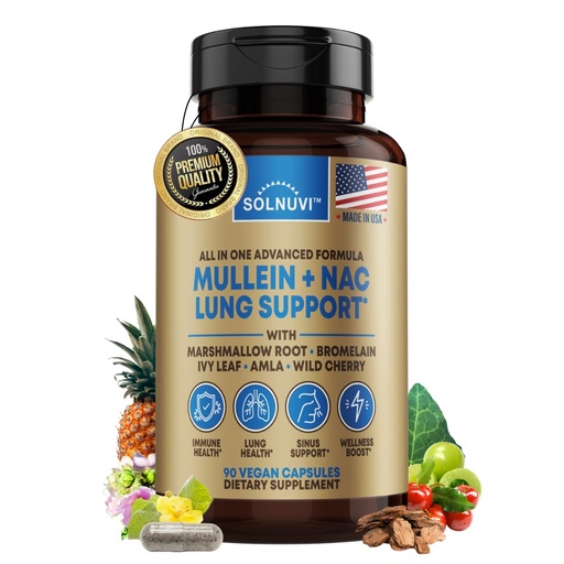 [BRSREEINCUCROFIV] Mullein Leaf Extract & NAC Lung Detox Cleanse- N-Acetyl Cysteine, Marshmallow Root, Bromelain - Lung Health, Sinus, Mucus Removal Support Supplement for Smokers - 90 Capsules, Non-GMO, Gluten-Free