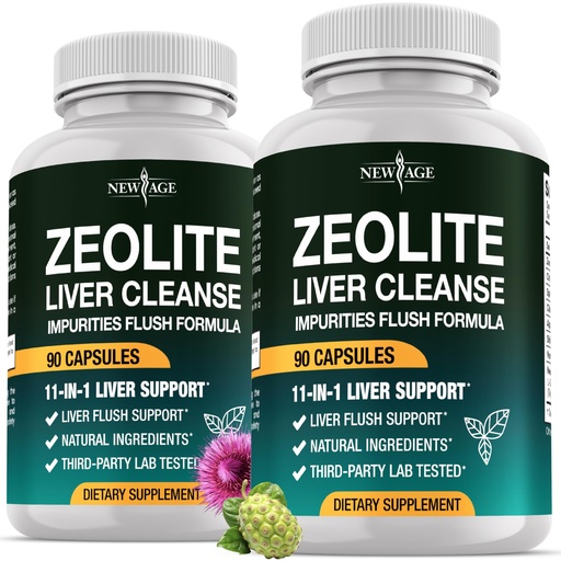[BRSRECQKAF7BOHY3] NEW AGE Liver Cleanse & Repair - Gut Health, and Energy - Zeolite for Adults with Noni, Glutathione, NAC, Chlorella, Spirulina, ALA, Cilantro, Milk Thistle & Shilajit - 180 Count