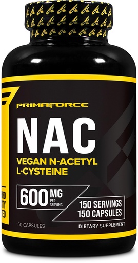 [BRSREEIOBEBBEYA4] Primaforce NAC Vegan N-Acetyl L-Cysteine Supplement (600 mg) 150 Capsules