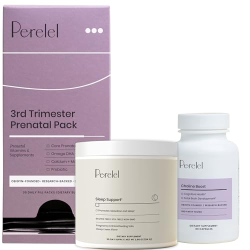 [BRSRGHD4AUNWA2TO] Perelel Birth Prep Bundle, 3rd Trimester Prenatal Vitamin Pack, Sleep Support, & Choline Boost