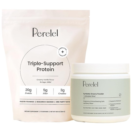 [BRSRGHY3BUOWA33A] Perelel Triple-Support Plant Based Protein Powder & Greens Powder Bundle