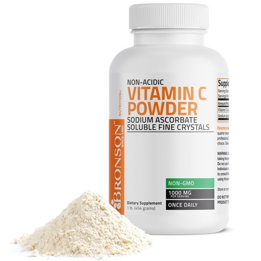 [BRSWIYT7DEDREDA3] Bronson Non Acidic Vitamin C Powder Sodium Ascorbate Non GMO Soluble Fine Crystals - Healthy Immune System, Antioxidant and Cell Protection - 1 Pound (16 Oz, 454 Grams)