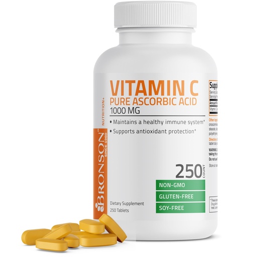 [BRSWIYT7DEDREDI7] Bronson Vitamin C 1000mg Premium Non-GMO Ascorbic Acid Tablets, 250 Count