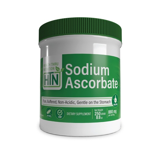 [BRSW2H34AF5R43TJ] Health Thru Nutrition Sodium Ascorbate Vitamin-C Powder | Pure, Buffered, Non-Acidic | Antioxidative Protection & Immune Function Support | Non-GMO Gluten & Soy Free 250g (8.8oz)