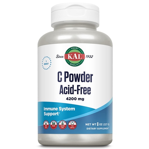 [BRSWIYTYCUPRS2T2] KAL Vitamin C Powder Acid-Free Unflavored Tablets, 4200 mg, 8 Ounce