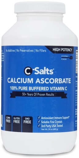 [BRSREHA2OIARGYLU] C-Salts Pure Calcium Ascorbate Vitamin C Powder - Non-Acidic Sugar-Free Buffered Powdered Drink for Immune Support - Antioxidant Protection for Overall Wellness - Perfect for Drinks or Recipes, 24 oz