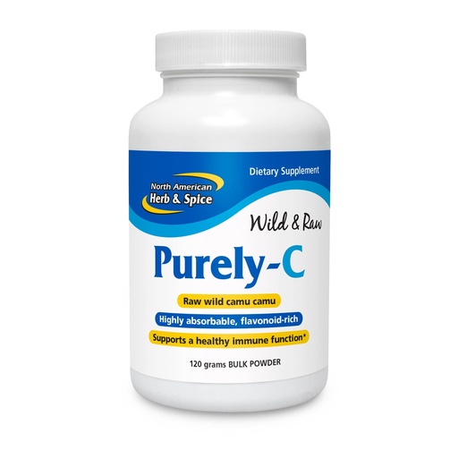 [BRSWIY3YA4NQ2CY7] NORTH AMERICAN HERB & SPICE Purely-C - 120g Bulk Powder - Raw, Whole Food Vitamin C - Healthy Immune Function - Highly Absorbable, Flavonoid-Rich - Non-GMO - 40 Servings