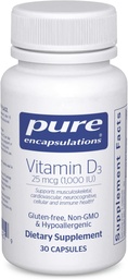 Pure Encapsulations Vitamin D3 25 mcg (1,000 IU) - Supplement to Support Bone, Joint, Breast, Heart, Colon & Immune Health - with Premium Vitamin D - 30 Capsules