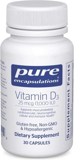 [BRSRMGIYDEAWM2TO] Pure Encapsulations Vitamin D3 25 mcg (1,000 IU) - Supplement to Support Bone, Joint, Breast, Heart, Colon & Immune Health - with Premium Vitamin D - 30 Capsules