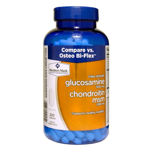 [BRSWKHQECMBQE3D4] Member's Mark Triple Strength Glucosamine Chondroitin MSM (220 Count)