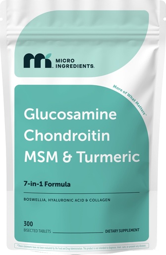 [BRSRAGL7PN5AGEL3] Micro Ingredients Glucosamine Chondroitin MSM and Turmeric Supplement, 300 Bisected Tablets | 1,500 mg Glucosamine Per Serving | 7-in-1 with Boswellia, Hyaluronic Acid, & Collagen Complex