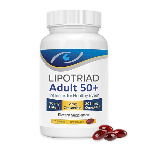 [BRSWKGQOCUBGYA3O] Lipotriad Adult 50+ Eye Vitamin and Mineral Supplement - ONE Per Day Eye Vitamin w/10mg Lutein, Zeaxanthin, Omega 3, Vitamin C, E, Zinc Copper - 2mo Supply, 60 Softgels