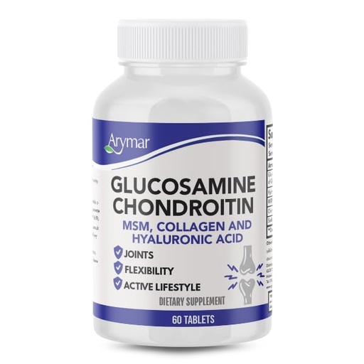 [BRSREEARCB4G2E37] Arymar Glucosamine, Chondroitin, MSM, Collagen & Hyaluronic Acid Supplement 60 Tablets