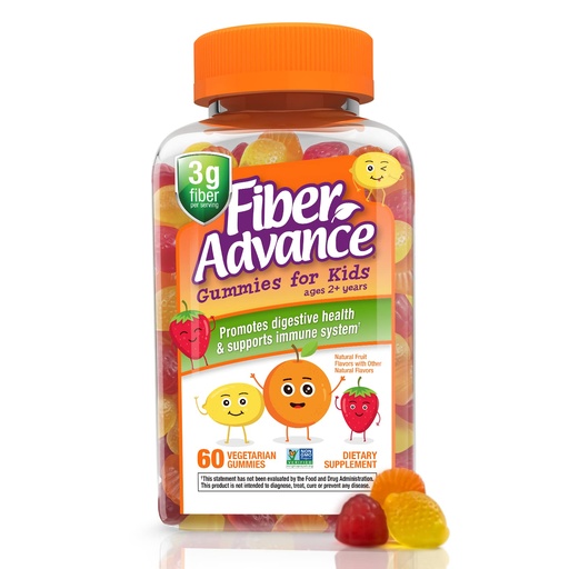 [BRSWGCT3CANWMDL2] Fiber Advance Gummies for Kids | 100% Plant Based Fiber Supplements for Digestive Health | Prebiotic Fiber Gummies | Vitamins for Kids | Gluten Free, Vegetarian, & Non-GMO, 60 Count
