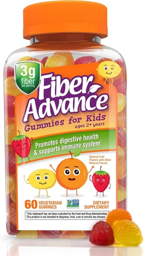 [BRSWGCT3CANWMDL2] Fiber Advance Gummies for Kids | 100% Plant Based Fiber Supplements for Digestive Health | Prebiotic Fiber Gummies | Vitamins for Kids | Gluten Free, Vegetarian, & Non-GMO, 60 Count