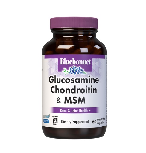 [BRSWIYT7BIABEGY7] Bluebonnet Nutrition Glucosamine Chondroitin & MSM, Glucosamine, Bone & Joint Health*, Non-GMO, Gluten-Free, Soy-Free, Dairy-Free, 60 Vegetable Capsules, 20 Servings