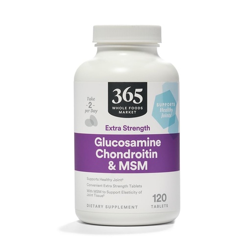 [BRSWGZQDOQMBG3AY] 365 by Whole Foods Market, Extra-Strength Glucosamine Chondroitin and MSM, Supports Healthy Joints, 120 Tablets