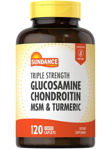[BRSROAIODJ5GO3T4] Sundance Glucosamine Chondroitin with MSM and Turmeric | 120 Caplets | Triple Strength Formula | Non-GMO & Gluten Free Supplement