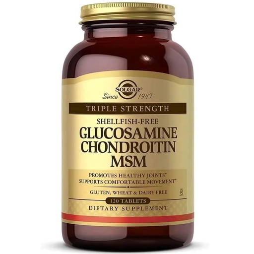 [BRSWIY3YAUOROYIZ] Solgar Triple Strength Glucosamine Chondroitin MSM, 120 Tablets - Promotes Healthy Joints, Supports Comfortable Movement - Shellfish Free - Gluten Free, Dairy Free - 60 Servings