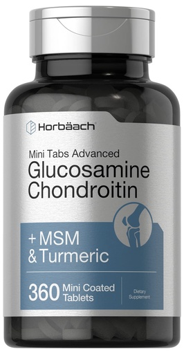 [BRSW2CAODIIAED33] Horbäach Glucosamine Chondroitin MSM Turmeric | 360 Mini Coated Tablets | Advanced Glucosamine Formula | Non-GMO and Gluten Free Supplement