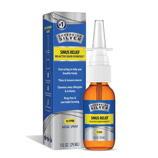 [BRSRMFIYBZ6WMGTP] Sovereign Silver Sinus Relief Nasal Spray, 10 PPM Bio-Active Silver Hydrosol, Sinus Spray to Cleanse Mucus & Allergens, Drug-Free Nasal Cleanser, Non-Habit Forming – 1 fl oz (30mL)
