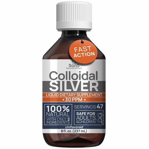 [BRSRMAIOC55AAELB] Colloidal Silver Liquid 8 fl oz 30 PPM - Bioactive Hydrosol Silver Water - Natural Immune Support Nano Sol Supplement Solution - Ionic Minerals - Organic Structured Silver