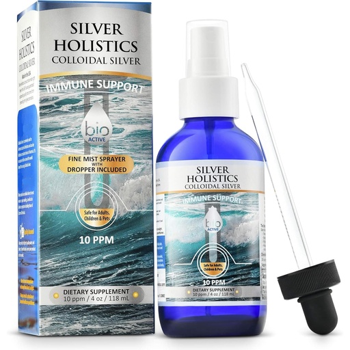 [BRSWGGQYPNYBUD3L] Colloidal Silver Liquid Spray | 10 PPM Ionic Silver | 4 oz Glass Bottle by Silver Holistics