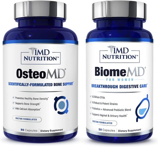 [BRSW2C36OUNQE2DG] 1MD Nutrition OsteoMD & BiomeMD for Women Bundle | Comprehensive Bone Support & Urinary Health