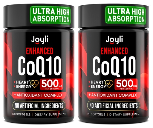 [BRSRE2YRPMPWAC3X] JOYLI Nutrition 2 Pack CoQ10 500mg - High Absorption Coenzyme Q10 Supplement - Co Q 10 for Energy & Vitality - Alternative to CoQ10 400mg & 300mg - 240 Softgels