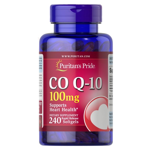 [BRSWIZQ3OV4BUGT2] Puritan's Pride Coenzyme CoQ10 100mg, Dietary Supplement for Heart Health, Blood Pressure, Oral Gum Health, and Healthy Aging Support, 60 Day Supply, 240 Rapid Release Softgels