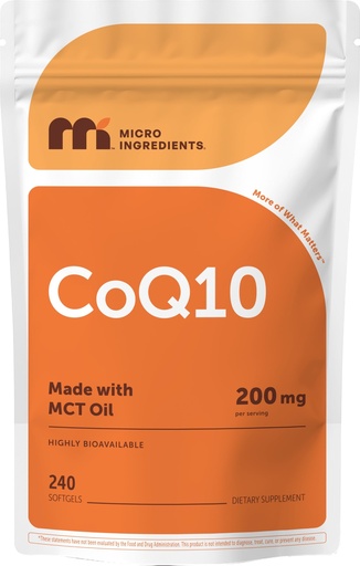 [BRSRAFI3BB6GMELX] Micro Ingredients CoQ10 200mg Per Serving, 240 Softgels | Made with Coconut MCT Oil | Coenzyme Q10 (Ubiquinone) | Non-GMO