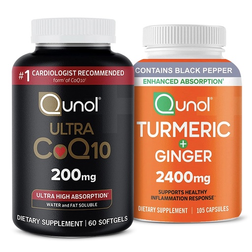 [BRSROGAODF4BA3TA] Qunol CoQ10 & Turmeric: CoQ10 200mg, 60 Softgels & Turmeric Curcumin, 2400mg, 105 Capsules