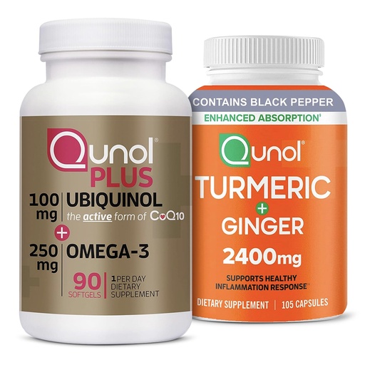 [BRSROGACBF6R423U] Qunol CoQ10 & Turmeric: Plus Ubiquinol CoQ10, 90 Softgels & Turmeric Curcumin, 2400mg, 105 Capsules
