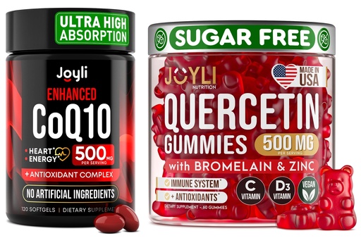 [BRSREZQNBUDQMFD4] Quercetin with Bromelain & CoQ10 500mg Bundle – 120 Coenzyme Q10 Softgels + 60 Sugar-Free Quercetin Gummies with Zinc, Vitamin C & D3 – Immune, Heart & Energy Support – USA Made Supplements