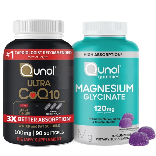 [BRSREEIBBEARYG3F] Qunol CoQ10 & Magnesium: Ultra CoQ10 100mg, 90 Softgels & Magnesium Glycinate, 120mg, 90 Gummies