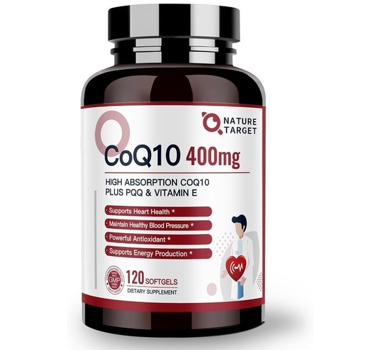 [BRSREYAEOICW2YAZ] NATURE TARGET CoQ10-400mg Plus PQQ with Vitamin E & Organic Olive Oil - Coenzyme-Q10 with BioPerine - High Absorption Antioxidant-for-Heart-Health and Energy Production,120 Servings