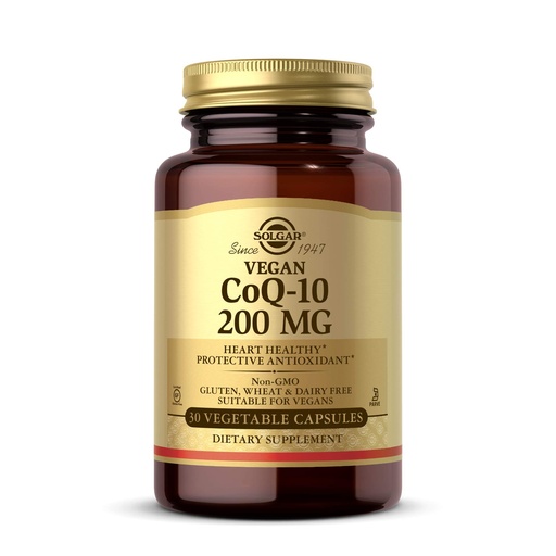 [BRSWIYQOBEMBCFD6] Solgar Vegetarian CoQ-10 200 mg, 30 Vegetable Capsules - Heart Healthy, Protective Antioxidant - Coenzyme Q10 (CoQ-10) Supplement - Vegan, Gluten Free, Dairy Free, Kosher - 30 Servings