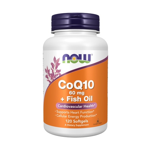 [BRSWIY32BQIROAY7] NOW Foods Supplements, CoQ10 60 mg with Omega 3 Fish Oil, Cardiovascular Health*, 120 Softgels