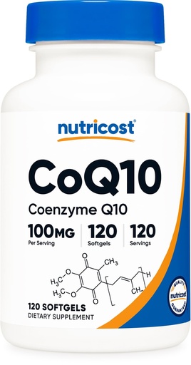 [BRSRO2Y7CR6QE3TB] Nutricost CoQ10 Softgels (120 Servings, 100 mg Per Serving) - Better Absorption, Ultra Pure CoQ10 Supplement, Gluten Free and Non-GMO