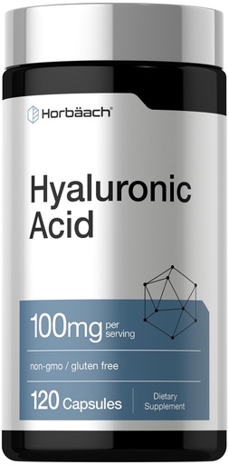 [BRSREBQ5OQAR63L3] Horbäach Hyaluronic Acid Supplement | 100mg | 120 Capsules | Non-GMO, Gluten Free