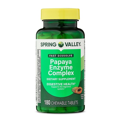 [BRSROFACOUMR63A2] Support Helps Digestion and Nutrient Absorption with Spring Valley Papaya Enzyme Complex - Chewable Tablets Dietary Supplement, 180 Count - New Look