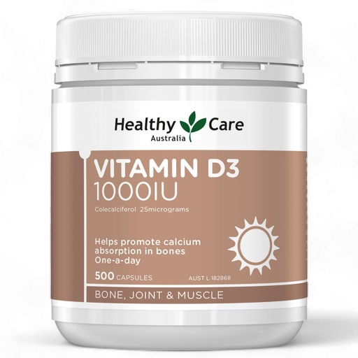 [BRSWGHACOEIRUDT5] Healthy Care Vitamin D3 1000IU 500 Capsules