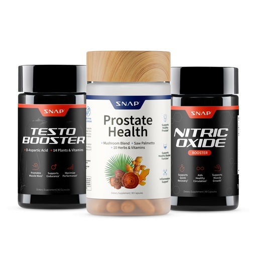 [BRSRGYIQOECRQYA4] Snap Supplements Big Boy Bundle, Includes Prostate Health with Saw Palmetto for Men, Testo Booster for Men & Nitric Oxide Booster, 90 Capsules Each