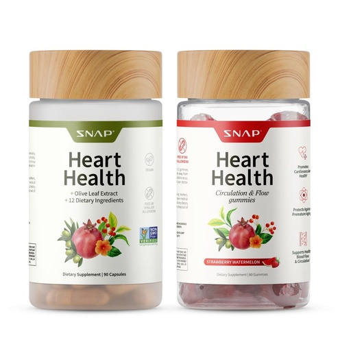 [BRSRACQECQBAIYD7] Snap Supplements Heart Health Bundle: CoQ10, Organic Beet Root, Hawthorn Berry, Turmeric & Odorless Garlic Capsules + Sugar-Free Gummies, 90 Caps & 60 Gummies (Packaging May Vary)