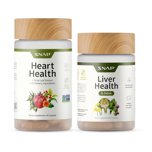 [BRSROEL6OQGRADTO] Snap Supplements Heart Health + Liver Health Bundle, 90 + 60 Vegetarian Capsules (Packaging May Vary)