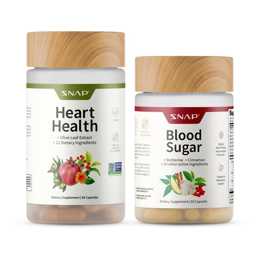 [BRSROEL7CIGWAF36] Snap Supplements Heart Health + Blood Sugar Blend Bundle, 90 + 60 Capsules (Packaging May Vary)
