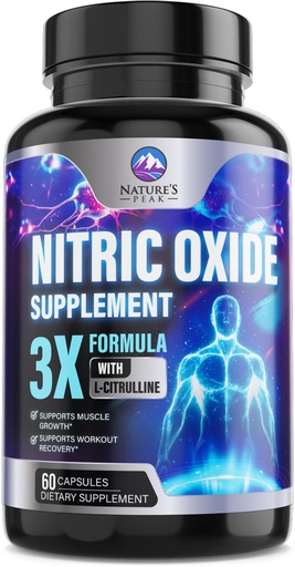 [BRSRABT5DMCQI3TK] Extra Strength Nitric Oxide Booster - 3X Strength L-Arginine, Citrulline, & Beta Alanine - Premium Nitric Booster Natural Energy, Muscle & Heart Support, Bottled in USA for Men & Women - 60 Capsules