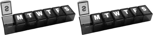 [BRSRAY3ROB4BYDLA] Tedensko osnovno nego (7-dnevno) tablete Organizator, Vitamin Planner, in Medicine Box, Medium Compartments, Črna (Pack z 2)