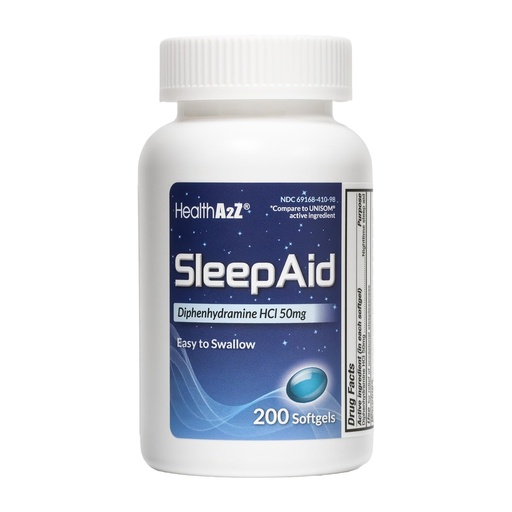 [BRSRABLYPMGRMG36] HealthA2Z® Sleep Aid | Diphenhydramine 50mg | 200 Softgels | Supports Deeper | Restful Sleeping